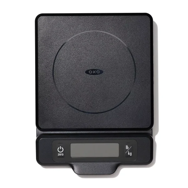 5Lb Food Scale with Pull Out Display: Kitchen Scale, Backlit Electronic Display, Black, Battery Powered