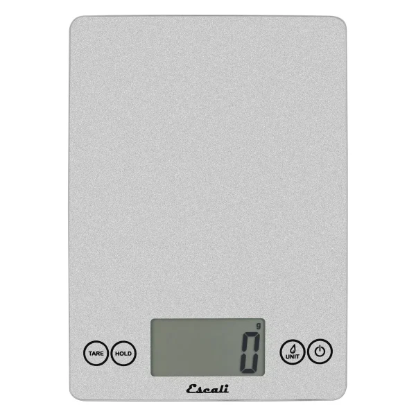 Escali Arti Glass Digital Scale Shiny Silver: Kitchen Food Scale with Oversized Electronic Display, 15lb Capacity, Battery Included